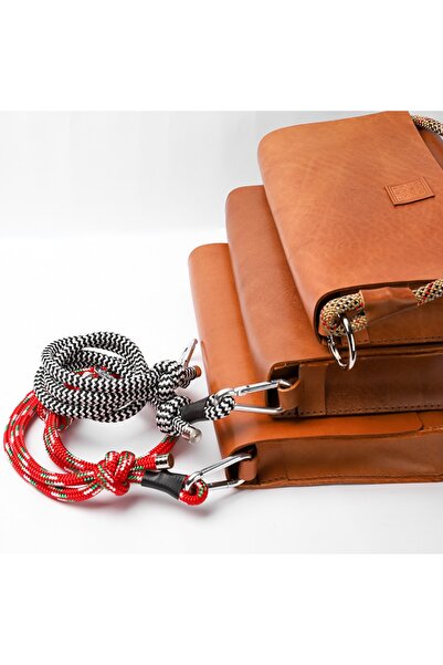 YOURHANDBAGS Taba Deri Candy Çanta - Siyah Beyaz Askılı