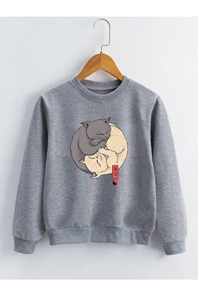 LePold Anime Ying Yang Cat Φούτερ για κορίτσια/αγόρια με στάμπα