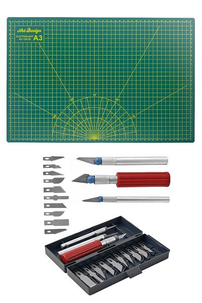 GLANCE A3 Cutting Mat Double Sided Cutting Mat Sakata Hobby Knife Set Precision Cretuar Knife 13 Pieces