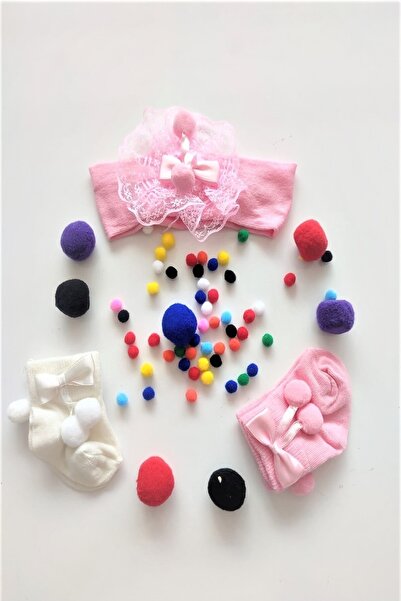 dubi baby Nazlı Baby Kız Bebek Dantelli Çorap Saç Band Seti