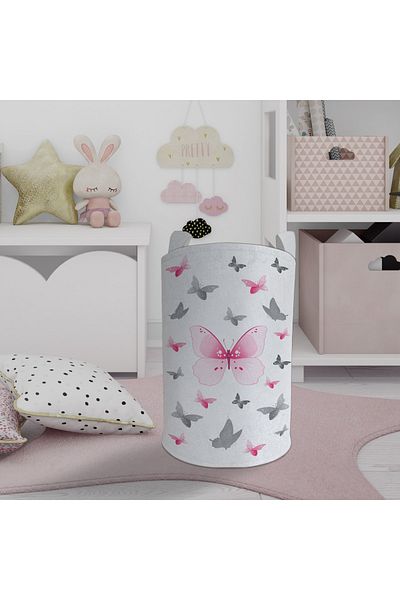 BAMBAŞKA MODA Кошница за играчки с шарка на пеперуда и кошница за пране Bmos-033