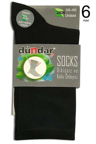 Dündar 6 Συσκευασίες Bamboo Unisex Diabetic Candy Socks - - Socket - Μαύρο - 36-40