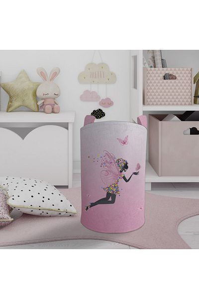 BAMBAŞKA MODA Розова принцеса с шарки за играчки и кош за пране с шарки и фея Bmos-064
