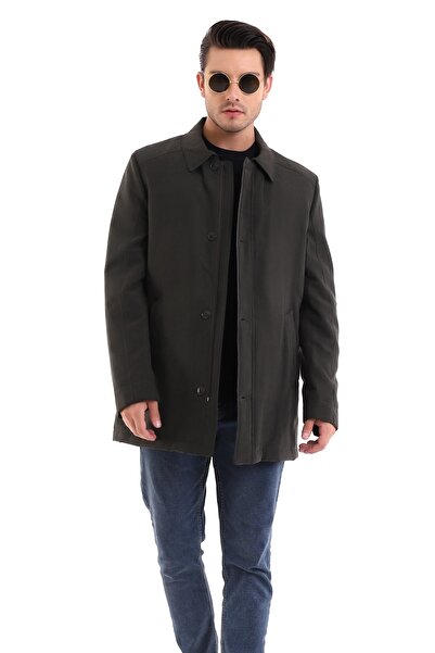 By Karaaslan Kısa Içi Astar Çıkmalı Pardösü Haki Pardesü Mont Kaban Süet