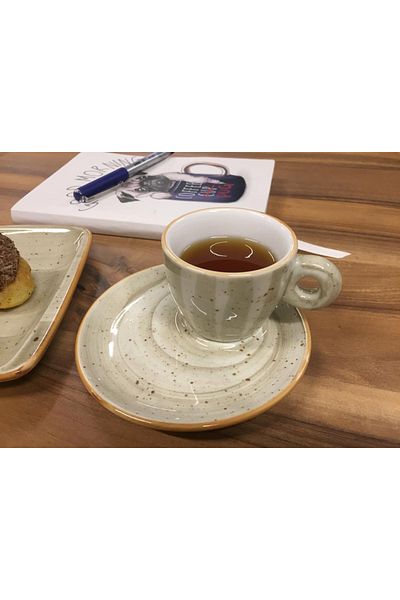 İkram Dünyası Terrain Snack, Turkish Coffee, Espresso, Teacup and Snack Plate Set of 2