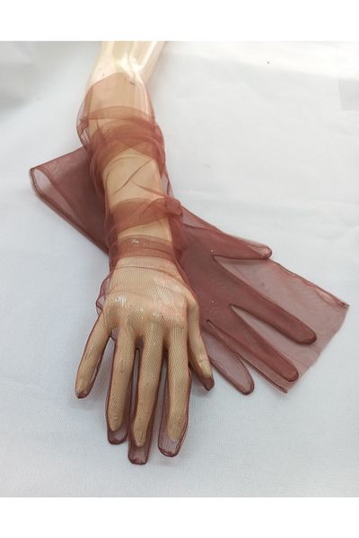 es moda shop Bella Evening Dress Gloves Long Copper
