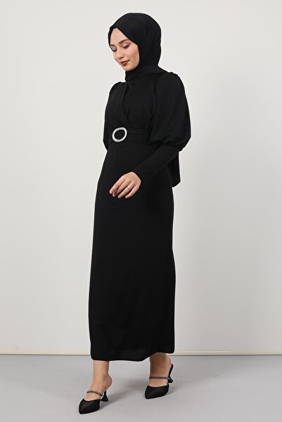 Giza Giyim Φόρεμα με κολάρο σταυρό μαύρο