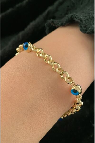 ASYA KUYUMCULUK 3 Göz Boncuklu Bileklik 14 Ayar Altın