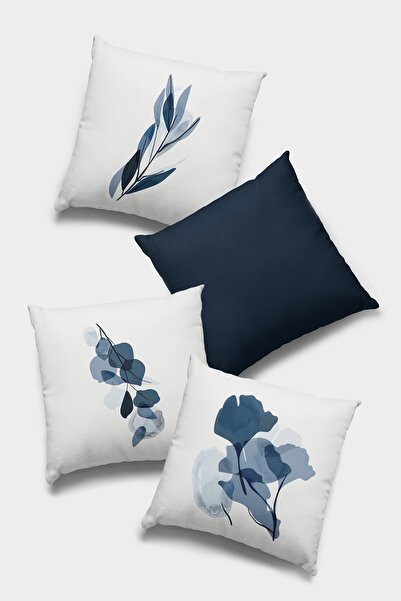 Lizia Home Κάλυμμα μαξιλαριού διπλής όψης 4 τεμαχίων 43x43cm με κρυφό φερμουάρ Ταϊλανδέζικο ύφασμα επένδυσης Premium 4kr052