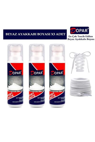 Dopar Beyaz Spor Deri Bez Ve Kumaş Ayakkabı Boyası 3 Adet 75 Ml Bağcıklı