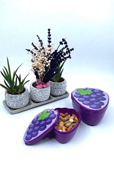 Buffer ® Set of 2 Nesting Grape Model Storage and Nutrition Containers (550 Ml + 250 Ml)