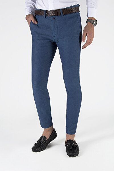 Terapi Men Erkek Slim Fit Armürlü Italyan Kesim Keten Pantolon 21k-2200420-3 Lacivert