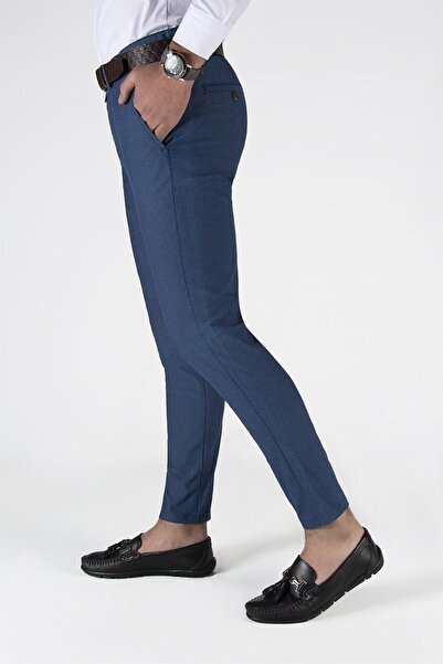 Terapi Men Erkek Slim Fit Armürlü Italyan Kesim Keten Pantolon 21k-2200420-3 Lacivert