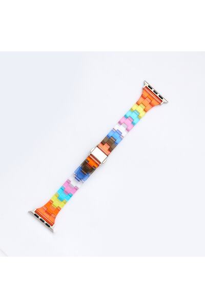 Techmaster Apple Watch 5 6 7 8 9 Ultra 42mm 44mm 45mm Uyumlu Rainbow Kordon