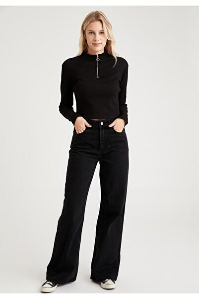 Trn JNS 90's Lycra Super High Waist Loose Jeans Palazzo Trousers