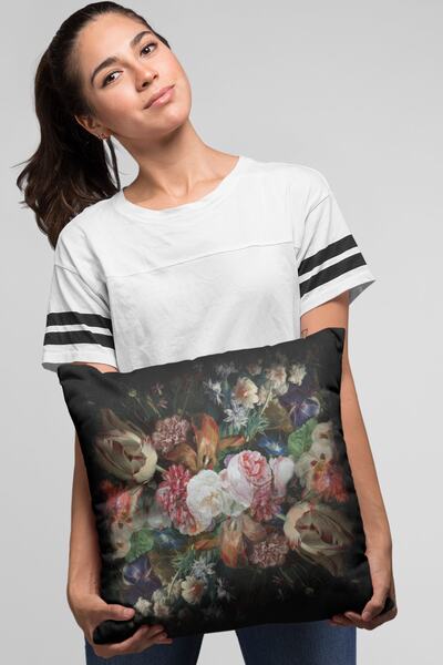 Lizia Home Floral Throw Pillow Pillow Case Premium Thai Feather Woven Fabric Double Sided 43x43cm Krl103