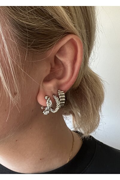 KİLİGİSTANBUL Gümüş Renk 6'lı Burgu Küpe Seti