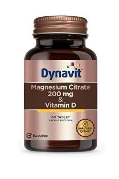Dynavit Magnesium Citrate 200 mg- Vitamin D Food Supplement 60 Tablets