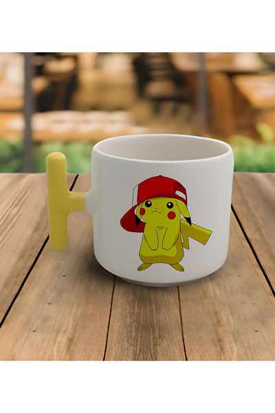 GünayStore Latte & Espresso Handmade Pikachu T Handle Mug 200 Ml