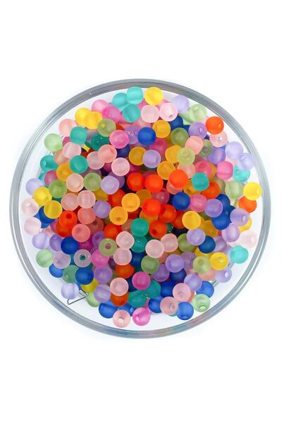 yfhobi 25 Gram - 6 Mm Buzlu Karışık Renk Plastik Boncuk, 1. Kalite Boncuk, ( ...