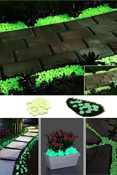 Kenpool 100 Lü Paket Fosforlu Çakıl Taşları Karanlık Bahçe Dekor Çakıl Yürüyü...