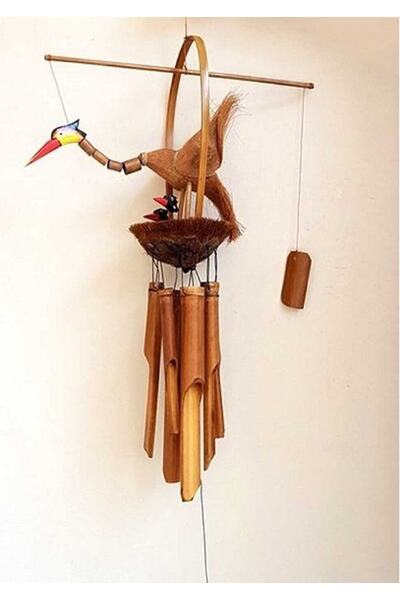 hediyeconcepti Leylek Tasarımlı Bambu Rüzgar Çanı Büyük Boy