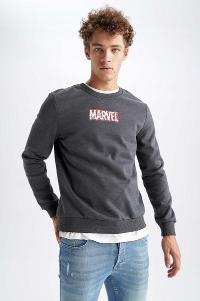 DeFacto Φούτερ Marvel Slim Fit Crew Neck με αναστρέψιμη μαλακή επένδυση