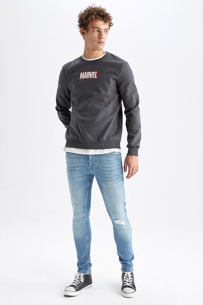 DeFacto Φούτερ Marvel Slim Fit Crew Neck με αναστρέψιμη μαλακή επένδυση