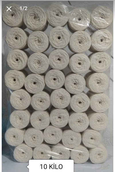 HÜKÜMRAN 10 Kg Ață Macrame Scanabilă 3 Mm Single Twist Ecru