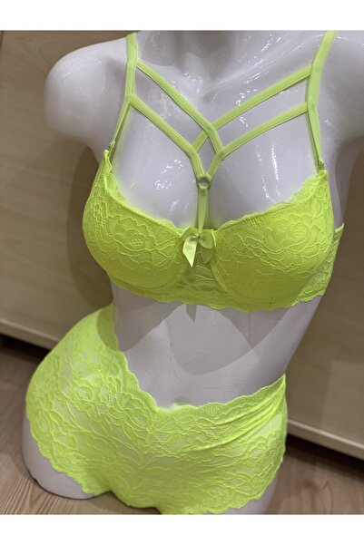 TuncayLea طقم حمالة صدر بأشرطة متقاطعة مع دعم من الدانتيل