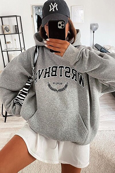 Machetta Büyük Beden Wrst Berlin Baskılı Oversize Kadın Sweatshirt