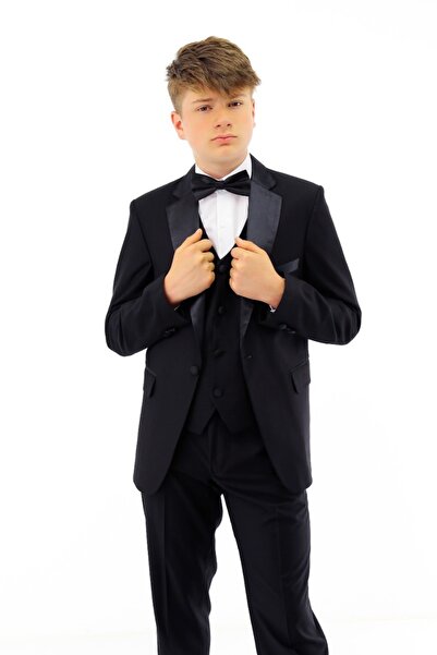 SIRRI Erkek Çocuk Klasik Siyah Saten Yaka Frak Takım Elbise