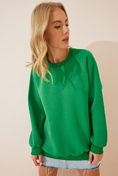 Happiness İstanbul Γυναικείο μπλουζάκι υπερμεγέθη Πράσινο Raised AP00168