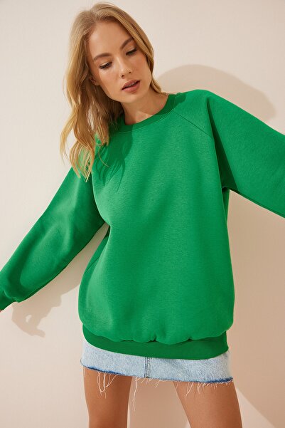 Happiness İstanbul Γυναικείο μπλουζάκι υπερμεγέθη Πράσινο Raised AP00168