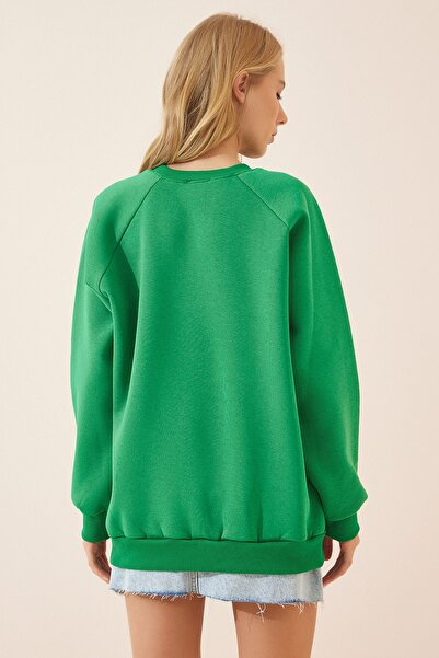 Happiness İstanbul Γυναικείο μπλουζάκι υπερμεγέθη Πράσινο Raised AP00168