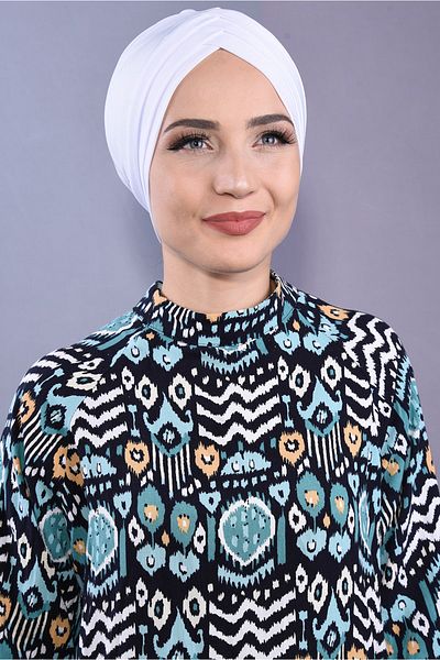 Nowa Scarf 3-Stripes Bonnet White Can Be Used in Sea and Pool