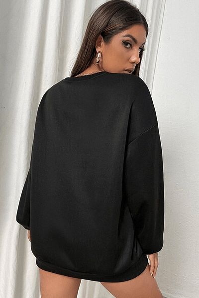 My Blog Black Hang Loose Printed Oversize Sweatshirt