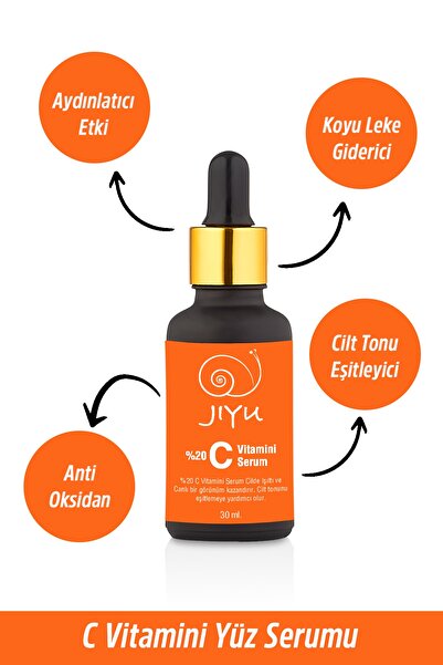 JIYU C Vitamini Serum Cilt Tonu Eşikleyici Ve Leke Karşıtı Cilt Bakım Serumu (ASCORBİC ACİD) 30 Ml.