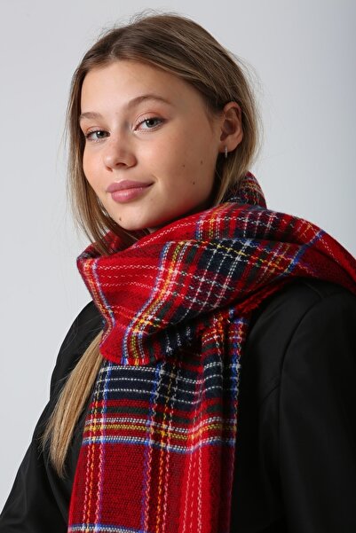 BALIENTE Women's Shawl - Red Stripe Pattern