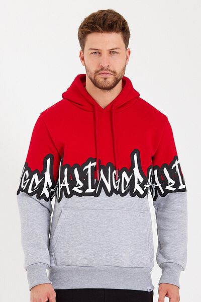 AMAZING CRASH Unisex Hooded Kangaroo Pocket Printed Two Color Sweatshirt