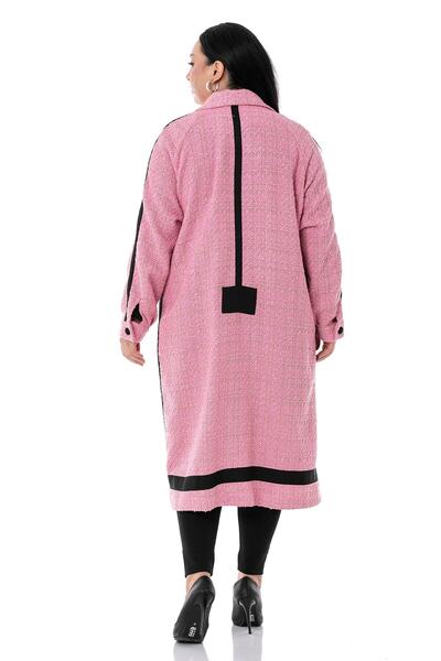 DISENTIS MODEST Ροζ μπουφάν μεγάλου μεγέθους με λεπτομέρεια καλυμμένο με κουμπιά μακριά χωρίς επένδυση