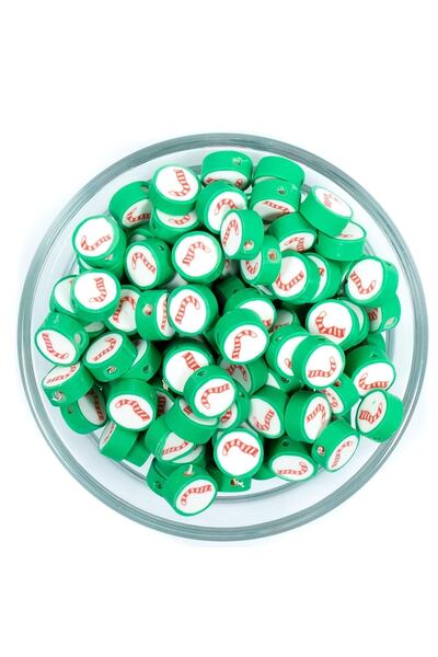 yfhobi 10 Adet - Polimer Fimo Boncuk, Yılbaşı Çubuk Şekeri Figürlü Yuvarlak P...