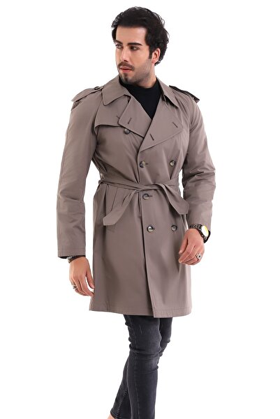 By Karaaslan Erkek Trençkot Pardesü Bej Koton