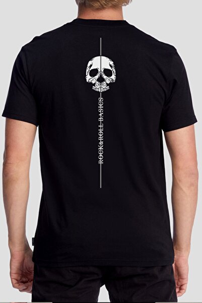 ROCKANDROLL Tricou pentru bărbați, cu mânecă scurtă, imprimat pe spate, cu cr...