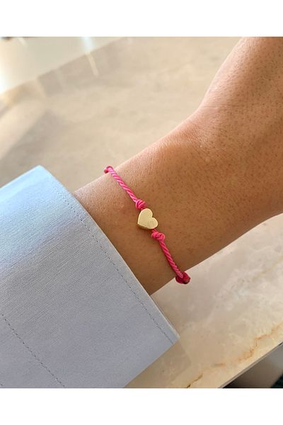 Atelier Çağla Pink Rope Bracelet with Heart