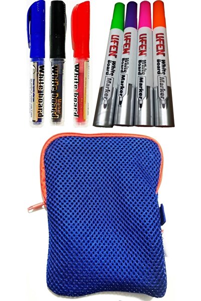 Mahi Max Mavi Kalemlik & 7'li Beyaz Tahta Kalemi - 4 Renk Ufen Tahta Kalemi K...