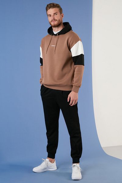 Buratti Ανδρικός χειμερινός φούτερ με κουκούλα - Color Block, Regular Fit 5905299