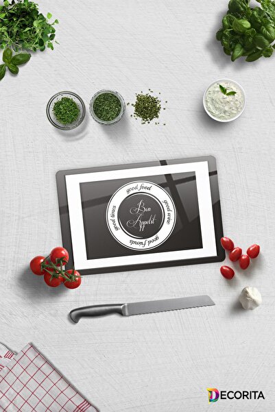 Decorita لوح تقطيع زجاجي بخلفية سوداء من Good Food - 20 سم × 30 سم