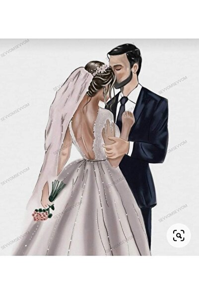 sevvom Gelin Damat Resimli Yenilebilir Pasta Üstü Şeker Kağıt Baskısı