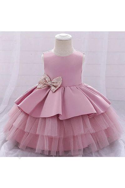 mashokids Pink Ruffle Children's Evening Dress - Girl's Dress - Girl's Ball Dress